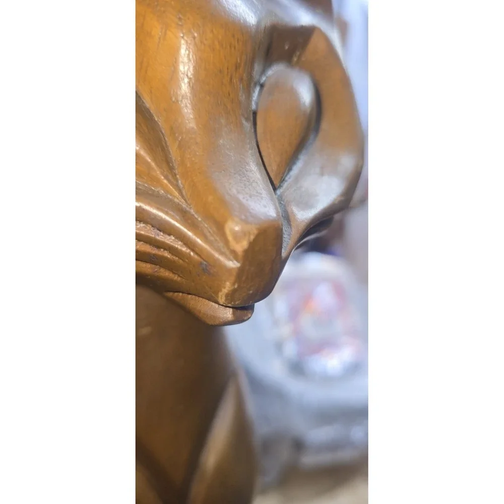Vintage Tiki Figurine - Classic Tiki Cat - Wooden Figurine